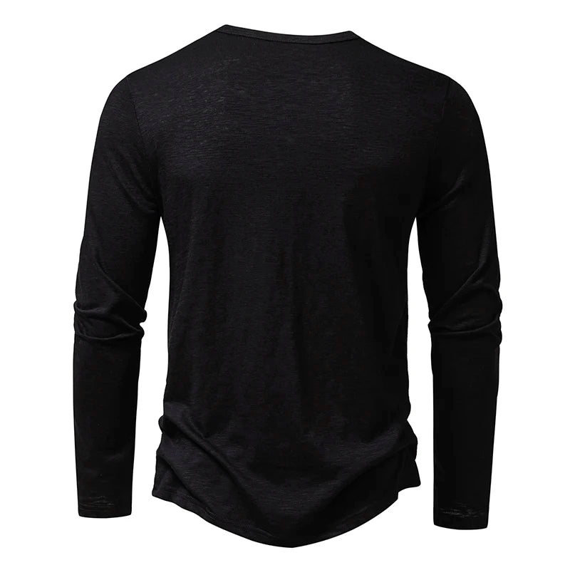 Men’s Long Sleeve Cotton Henley T-Shirt – Casual Spring Fashion