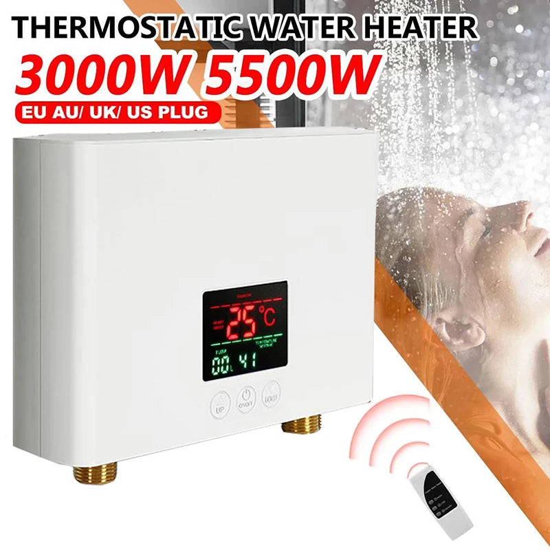 Instant Electric Water Heater 3000W/5500W – Wall-Mounted for Bathroom