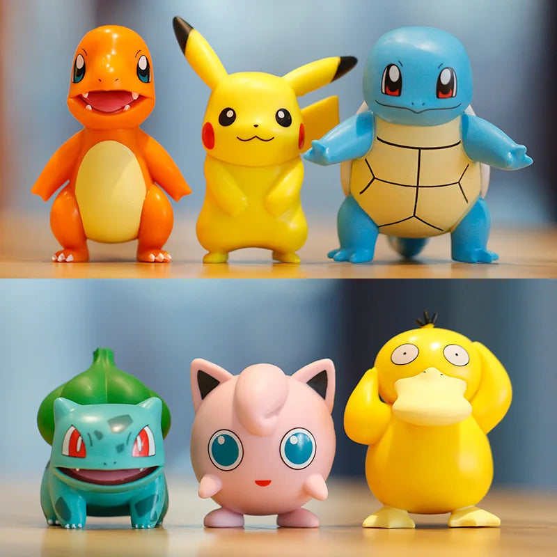 Pokemon Anime Figures Set - Pikachu, Charmander, & More Collectible Toys