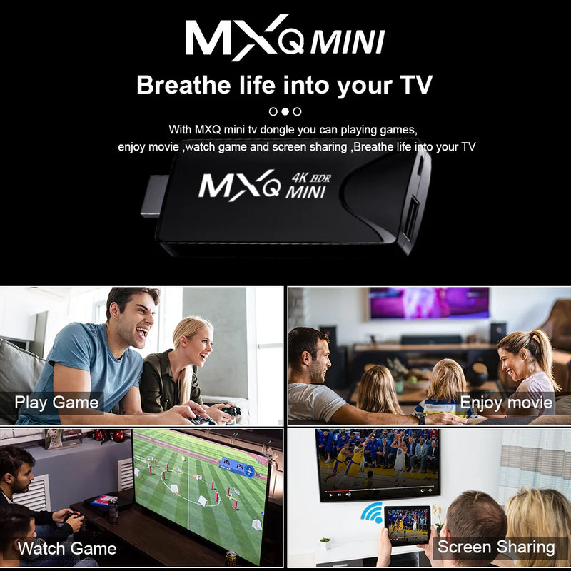 MXQMINI Android TV Stick 4K HD