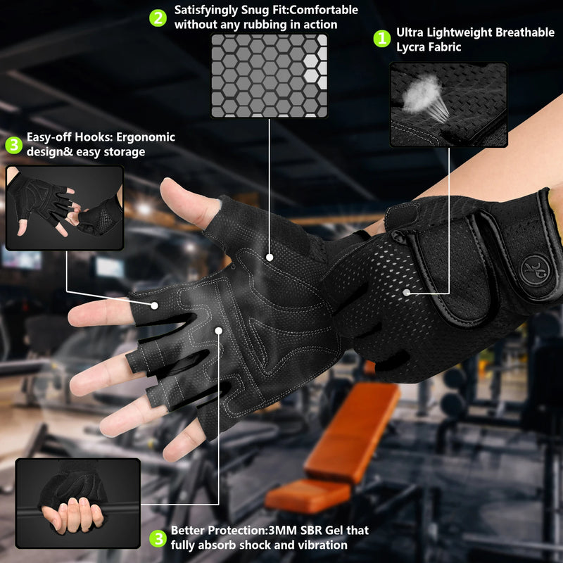 Non-Slip Gym Gloves for Weight Lifting & Power Training