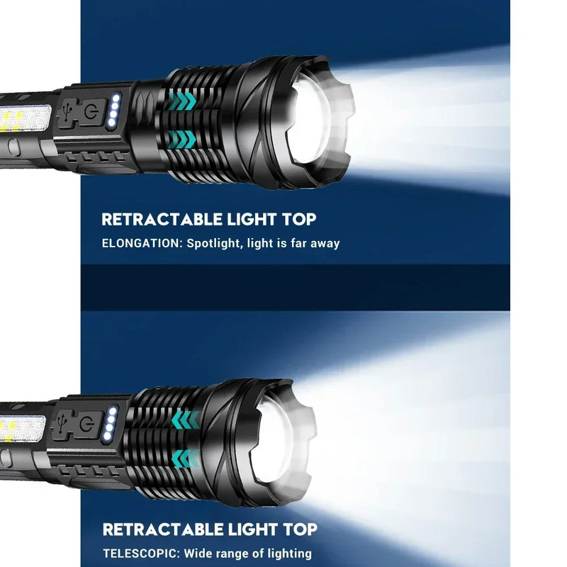 30W Rechargeable LED Flashlight with Power Display