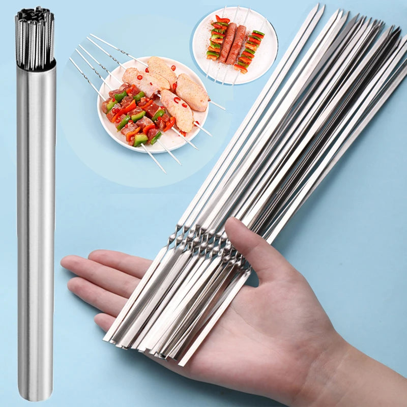 Reusable Stainless Steel BBQ Skewers for Grilling