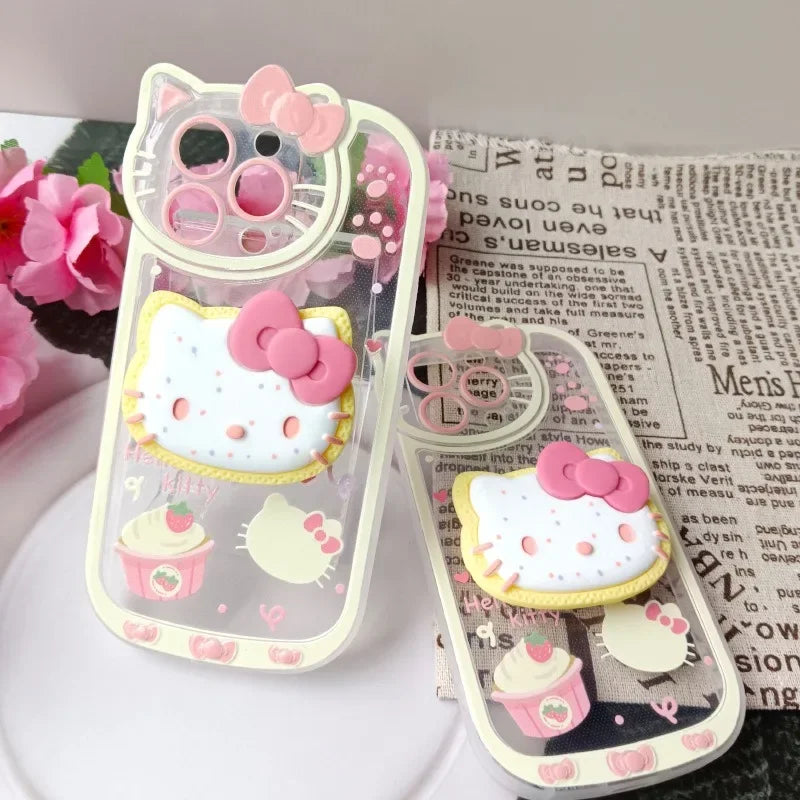 Capa Hello Kitty Stand para iPhone 7-15 Pro Max – Design Y2K à prova de choque