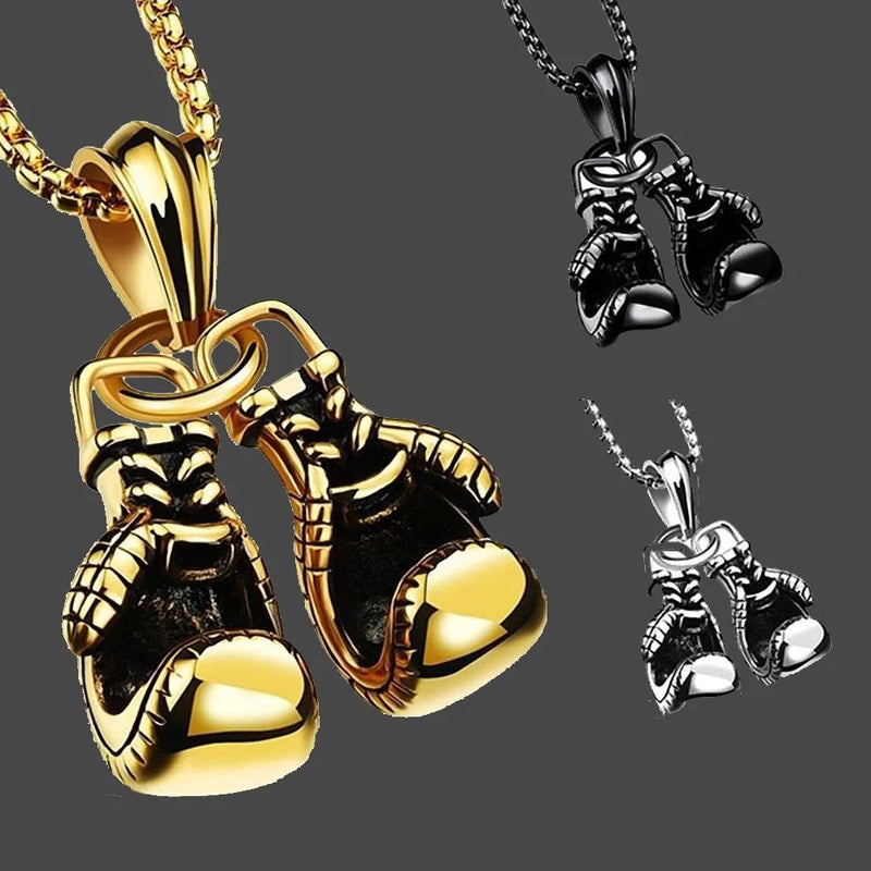 Double Boxing Glove Pendant Necklace