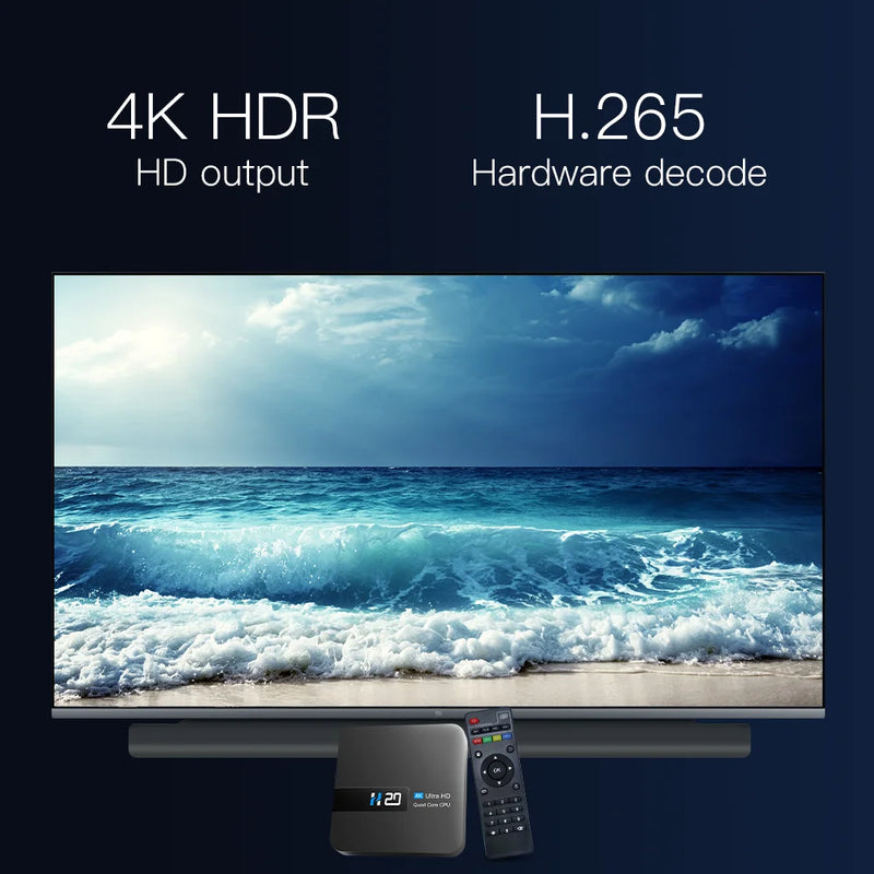 Android TV Box h20 – 4K HD, 2 GB de RAM, 16 GB de armazenamento