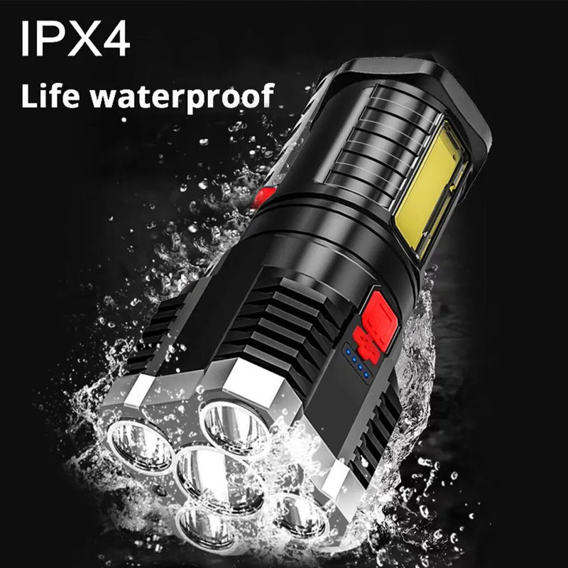 Rechargeable 5-LED Camping Flashlight with Side Light