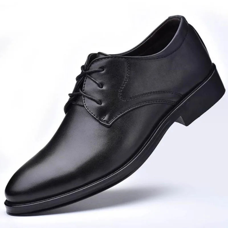 Men's Black Leather Oxfords - Formal Wedding and Business Shoes