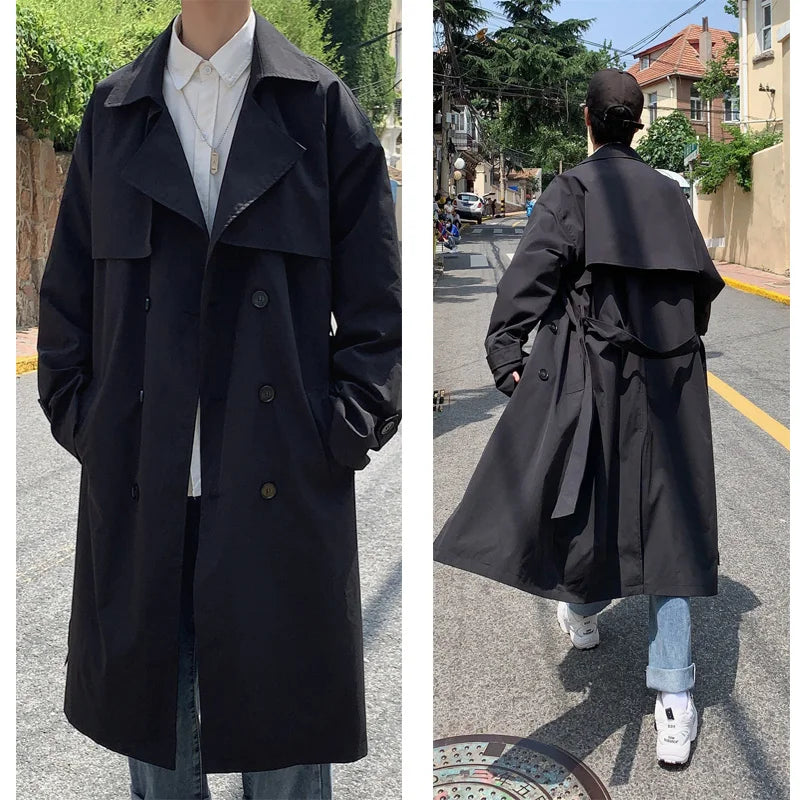 Korean Style Spring Trench Coat for Men – Casual Windbreaker