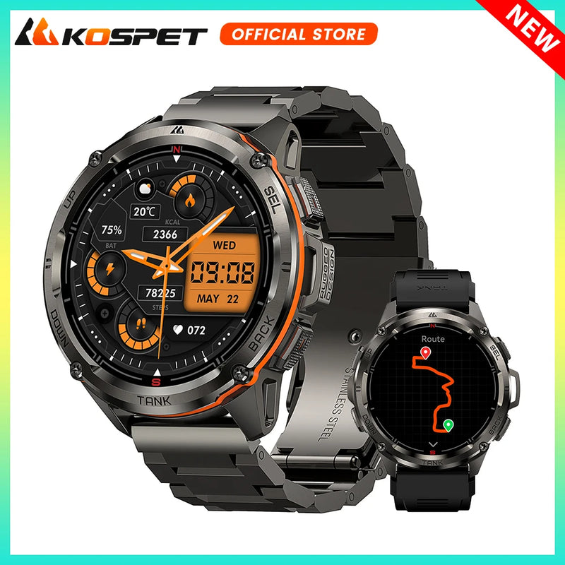 KOSPET TANK T3 Ultra GPS Smartwatch – Fitnesstracker, AMOLED-Display, Bluetooth