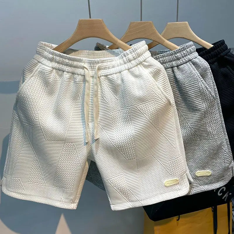 Shorts de corrida casual masculino com padrão de ondas