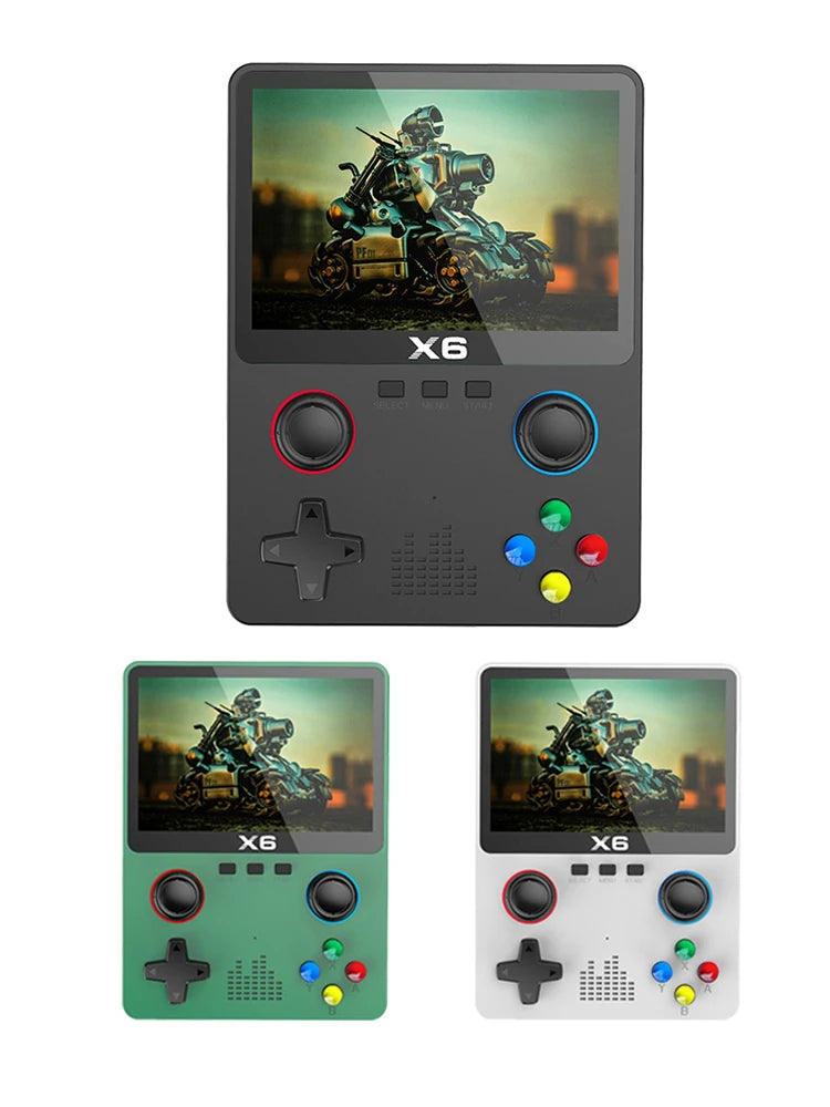 Handheld-Spielkonsole X6 – 3,5-Zoll-IPS-Bildschirm, zwei Joysticks, 11 Emulatoren