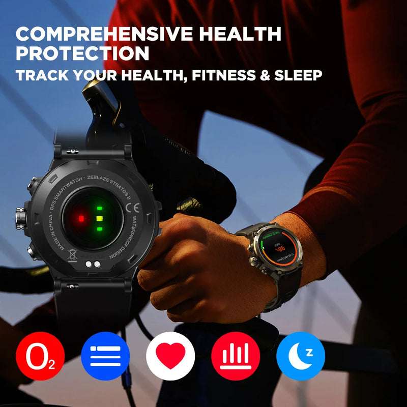 Zeblaze Stratos 2 GPS Smartwatch - 1,3" AMOLED, Monitor de saúde