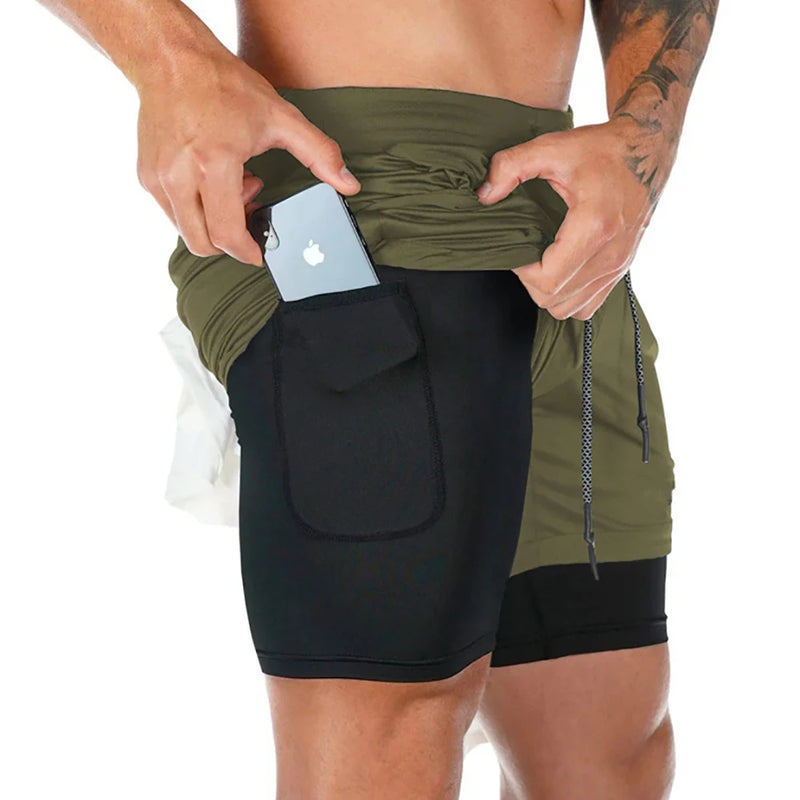 2-in-1 Laufshorts für Herren – Sportliche Fitnesshose fürs Fitnessstudio