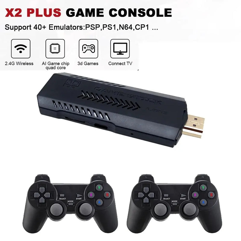 X2 Plus 4K Retro Game Console – 50.000 jogos, controles sem fio