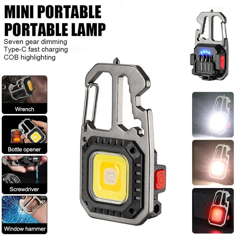 Portable Keychain Flashlight with Bottle Opener & Emergency Tool