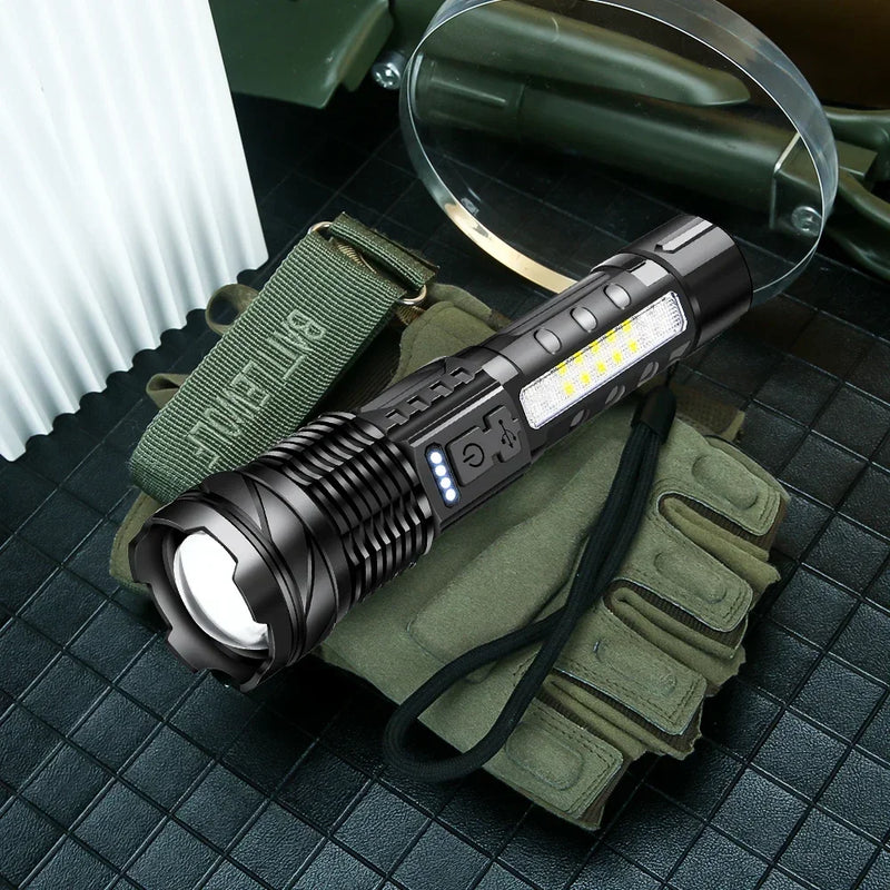 30W Rechargeable LED Flashlight with Power Display