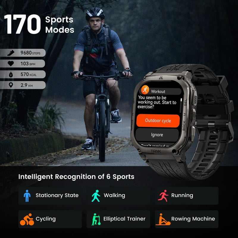 KOSPET TANK M3 Smartwatch - Rastreador de fitness, tela AMOLED, à prova d'água