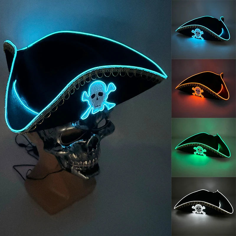 Kapitänsmütze mit LED-Totenkopf