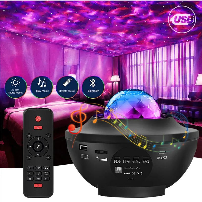 Starry Galaxy Projector Night Light with Bluetooth Speaker