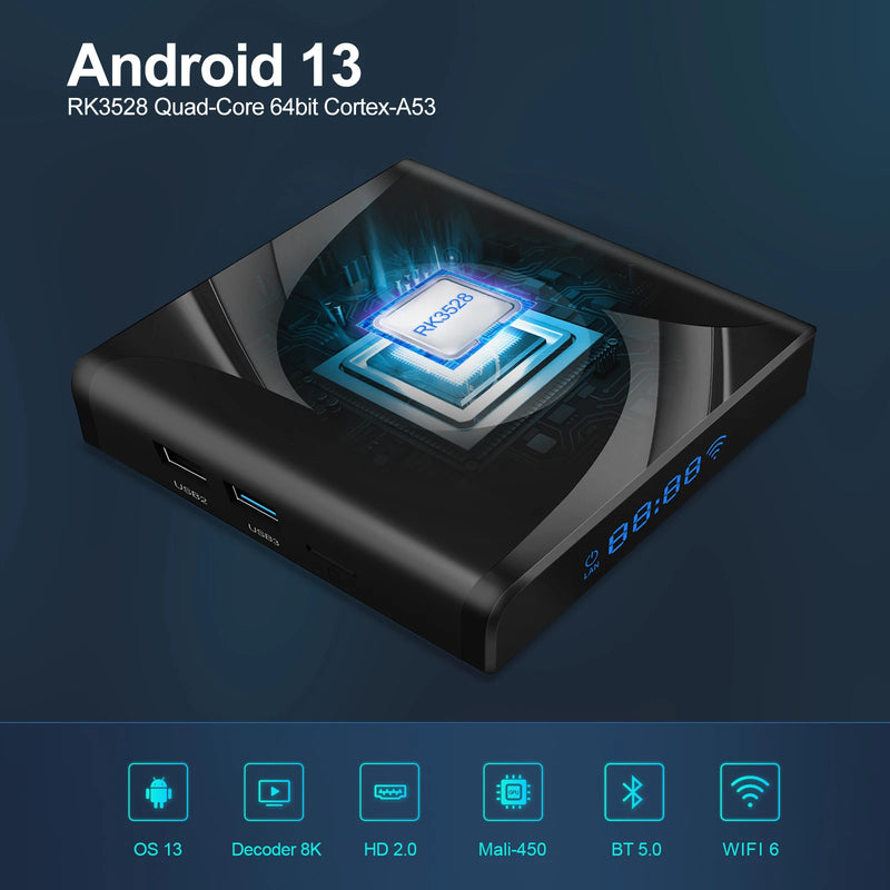 X88 Pro 8K Smart TV Box – Android 13.0, 2 GB/4 GB RAM, 16 GB/64 GB Speicher