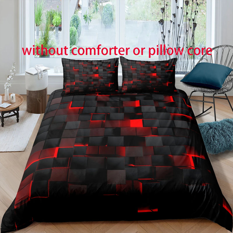 Black & Red Check Duvet Set - 1 Cover + 2 Pillowcases