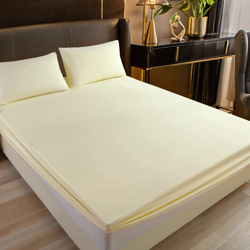 Cotton Fitted Bed Sheet with Elastic - Non-Slip Mattress Cover