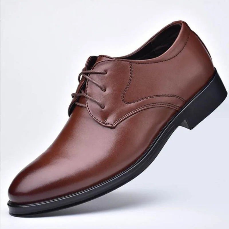 Oxfords de couro preto masculino - Sapatos formais para casamento e negócios