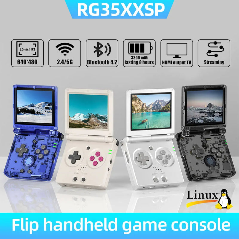 ANBERNIC RG35XXSP Handheld Console – 3.5" IPS Screen, 5,500 Games, TV Output