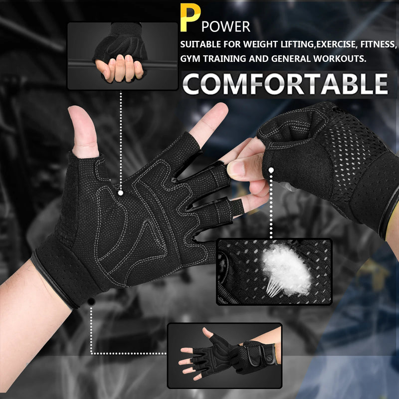 Non-Slip Gym Gloves for Weight Lifting & Power Training