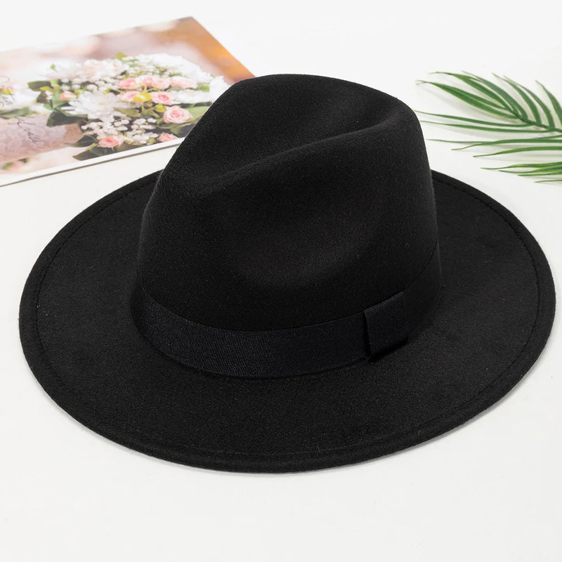 Stylish Large Brim Wool Hat - Fashionable Jazz Cap