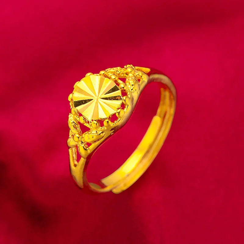 Arabischer Blumenring aus Gold mit größenverstellbarem Ring für Damen – Hochzeits- und Partyschmuck