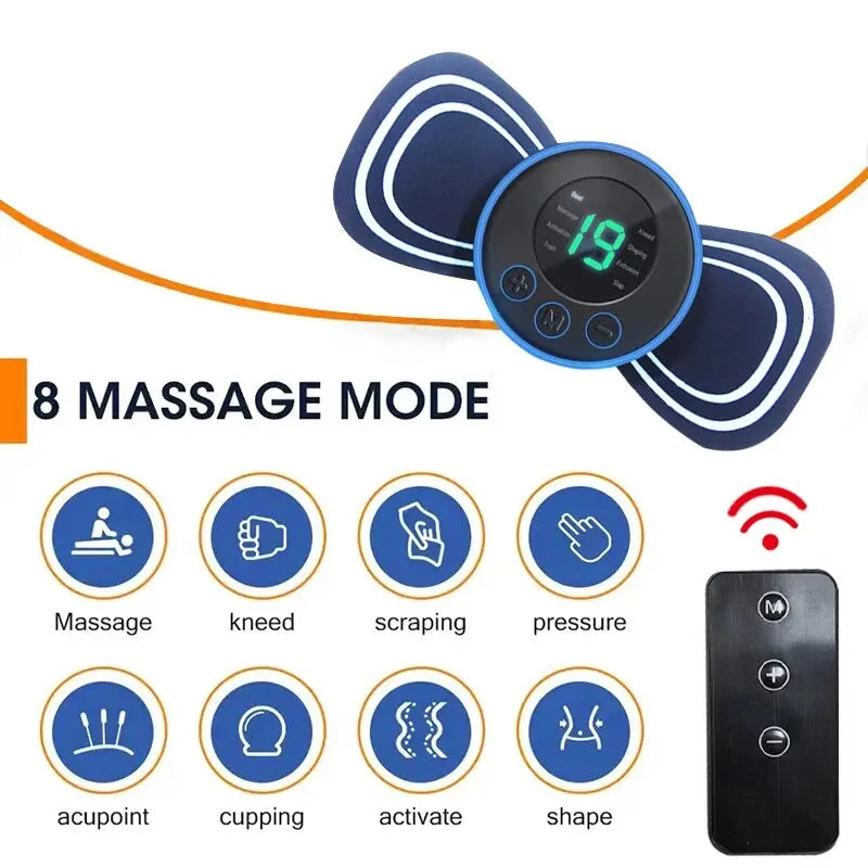 Portable Electric Intelligent Mini Neck Massager Patch for Back and Shoulder Massager With Pad and Remote