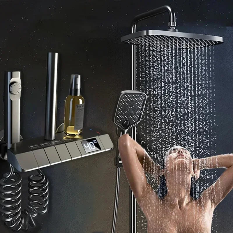 Digital Display Shower Faucet Set - 4 Function Hot/Cold Mixer