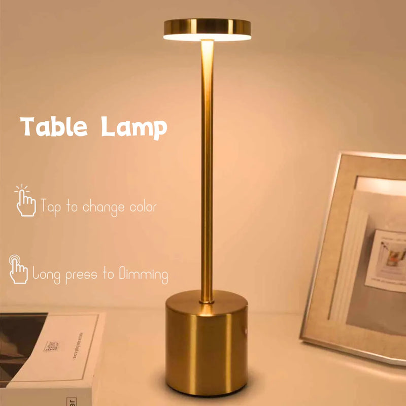 Rechargeable LED Touch Table Lamp – Three Color Bedside Night Light