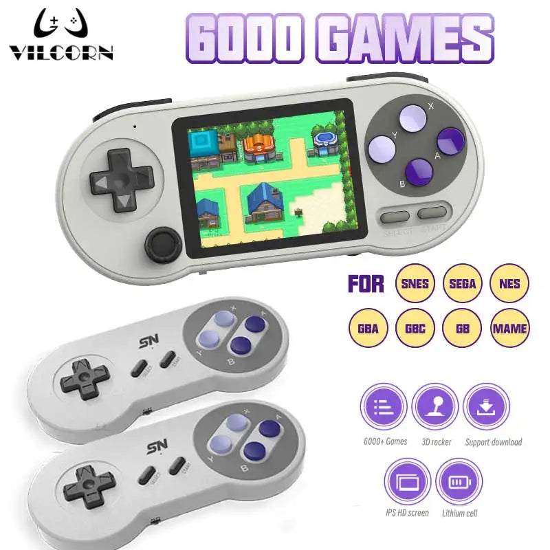 SF2000 Handheld Game Console with 6,000 Games – 3" IPS Screen for Kids