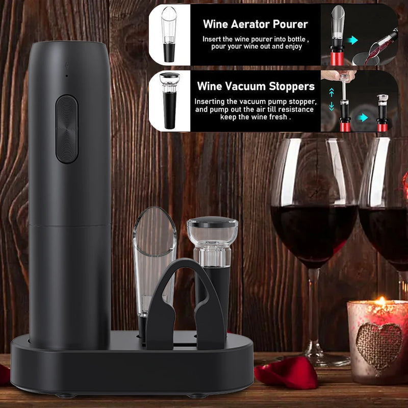 Automatic Electric Wine Opener with Charging Base – Easy Red Wine Corkscrew