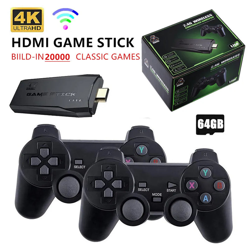 Retro Game Stick with 20,000 Games – 4K, Dual Wireless Controllers