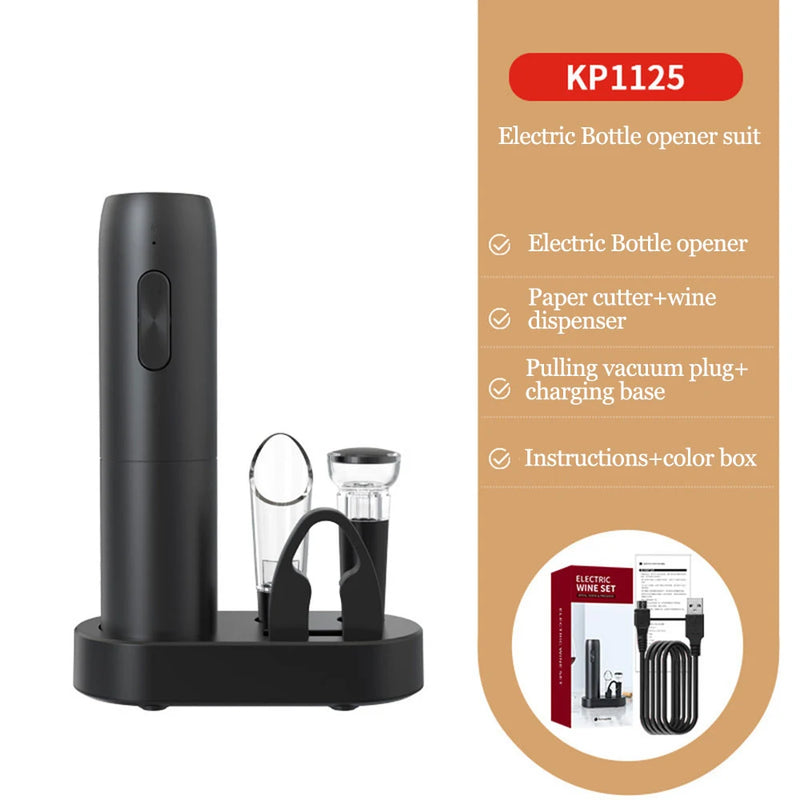 Automatic Electric Wine Opener with Charging Base – Easy Red Wine Corkscrew