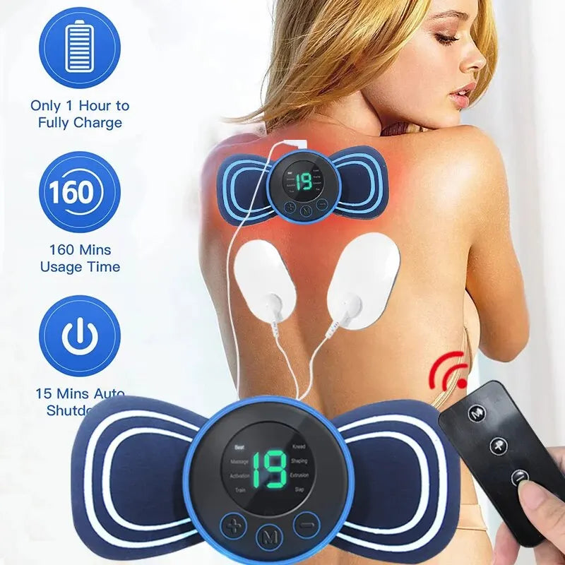 Mini massageador de pescoço elétrico portátil inteligente para costas e ombros com almofada e controle remoto