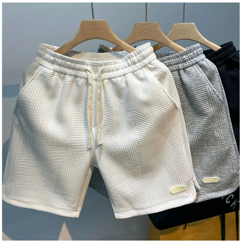 Shorts de corrida casual masculino com padrão de ondas