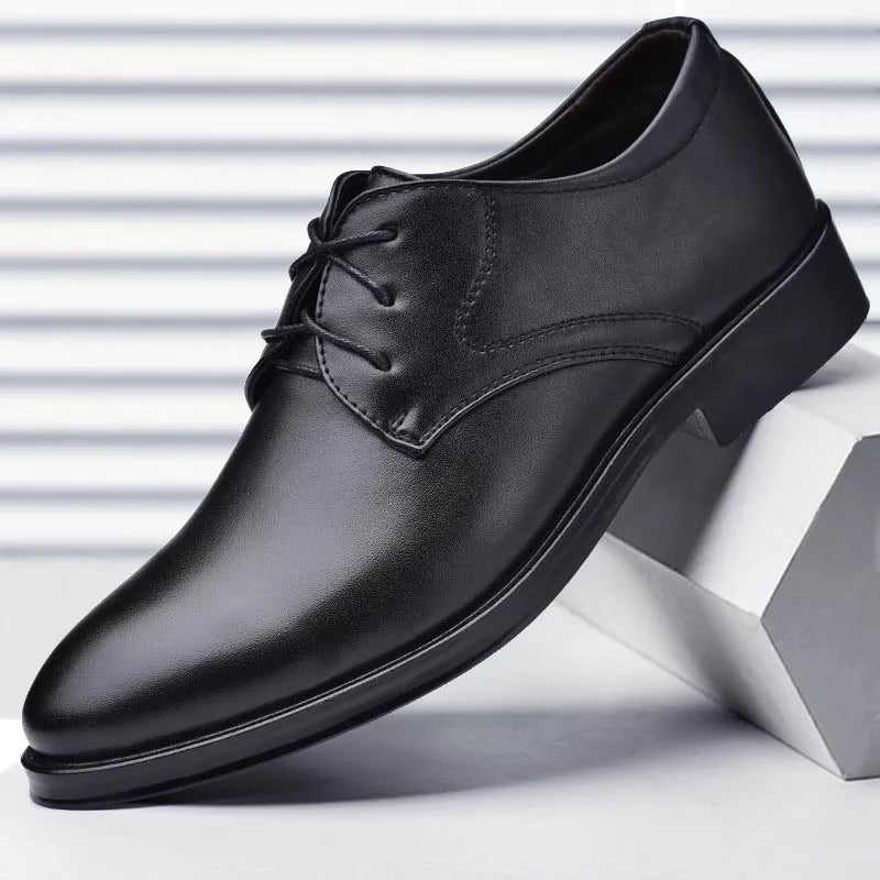 Men's Black Leather Oxfords - Formal Wedding and Business Shoes