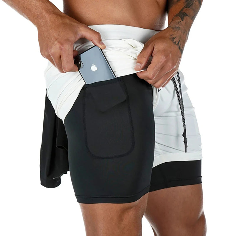 Men's 2-in-1 Running Shorts – Sporty Gym Fitness Bottoms