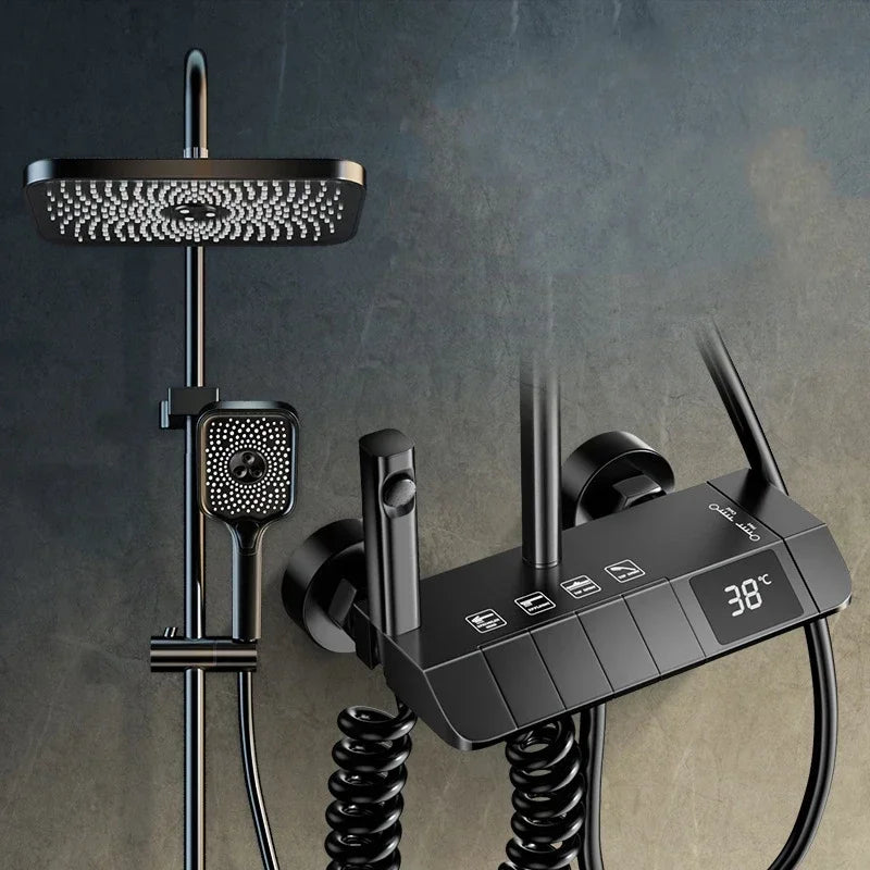 Digital Display Shower Faucet Set - 4 Function Hot/Cold Mixer