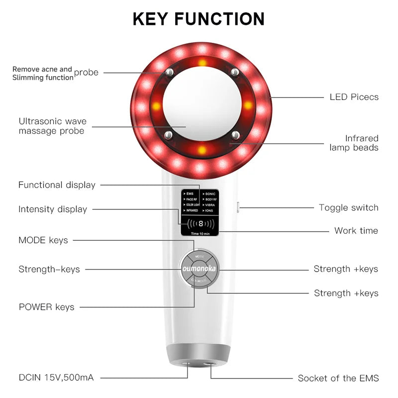 Máquina de lifting facial HIFU – Massageador facial com terapia de luz vermelha