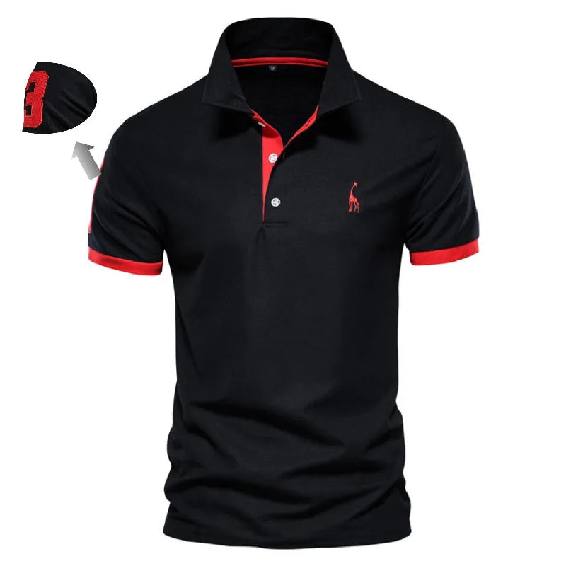 AIOPESON Embroidered Cotton Polo Shirt – Casual Slim Fit for Men