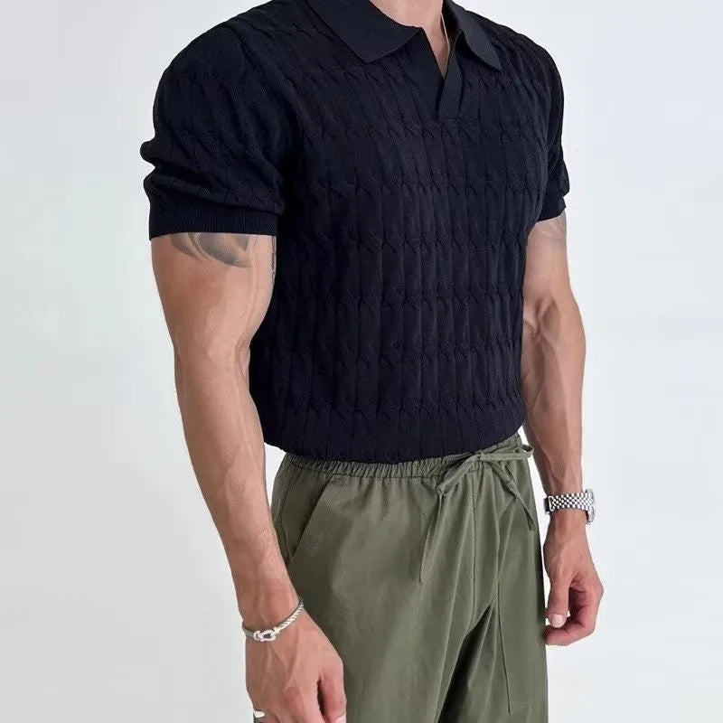 Polo Shirt Knitted Jacquard – Casual V-Neck