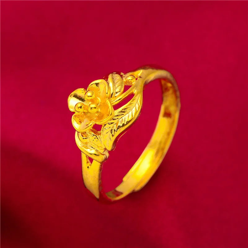 Arab Resizable Gold Flower Ring for Women – Wedding & Party Jewellery