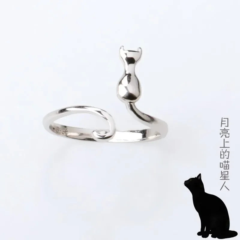 925 Sterling Silver Cat Engagement Ring for Women