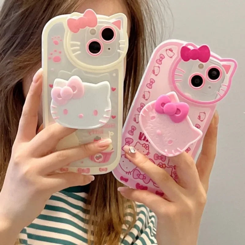 Capa Hello Kitty Stand para iPhone 7-15 Pro Max – Design Y2K à prova de choque